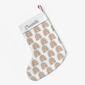 Rainbow-braune beige-weiße Monogramm modern Kleiner Weihnachtsstrumpf (Rückseite (Hängend))