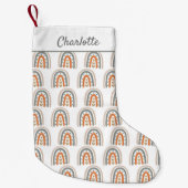 Rainbow-braune beige-weiße Monogramm modern Kleiner Weihnachtsstrumpf (Vorderseite)