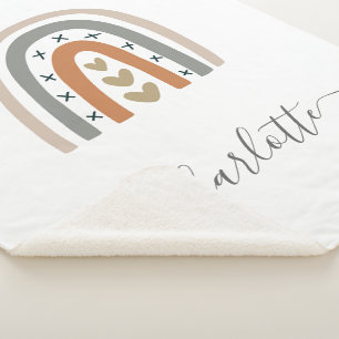 Rainbow-braunes beige-graues bohologes Kinderzimme Sherpadecke