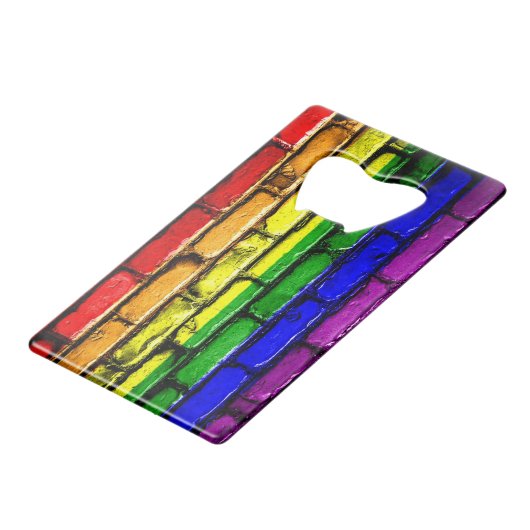 Rainbow Brick PRIDE Flaschenöffner (Vorderseite Schrägansicht)