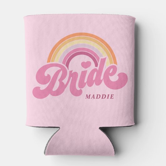 Rainbow Bride Retro Personalisiert Dosenkühler (Rückseite)