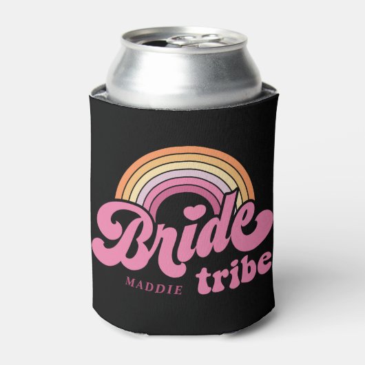 Rainbow Bride Tribe Retro Personalisiert Can Coole Dosenkühler (Kanne Vorderseite)