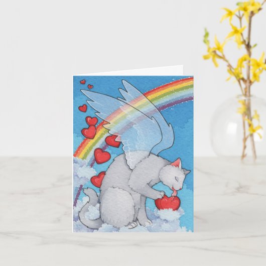 Rainbow Bridge Cat Beileid Karte (Gelbe Blume)