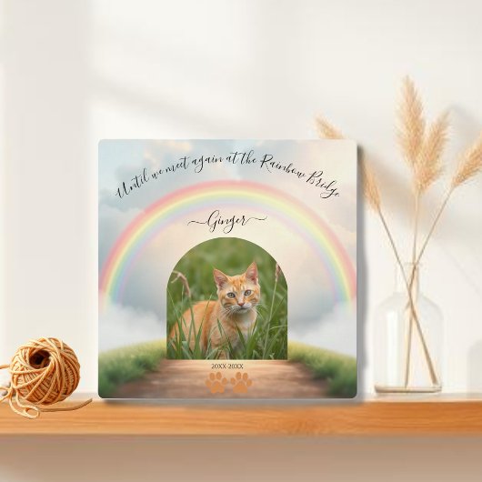 Rainbow Bridge-Custom Cat Memorial Fotoplatte