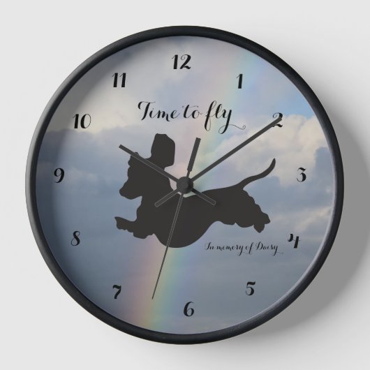Rainbow Bridge Dackel Wall Clock Uhr (Vorderseite)