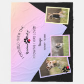 Rainbow Bridge Falte über dem Foto Name des Tieres Fleecedecke (Vorderseite)