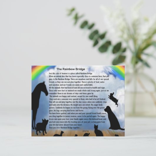 Rainbow Bridge Gedicht Postkarte (Stehend Vorderseite)