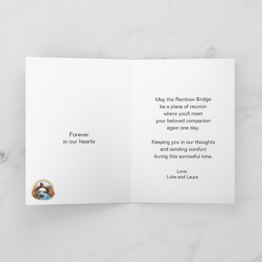 Rainbow Bridge Hunde Beileid Sentiment Karte (Innenseite)