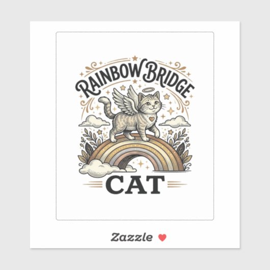 Rainbow Bridge Katze Katze Gedenk Rainbow Bridge V Aufkleber (Blatt)
