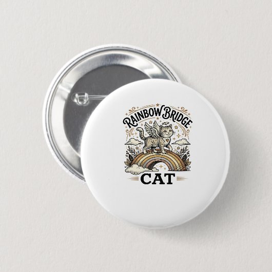 Rainbow Bridge Katze Katze Gedenk Rainbow Bridge V Button (Vorne & Hinten)