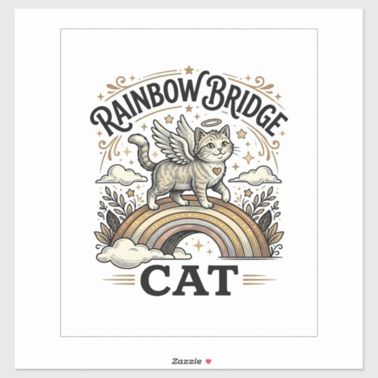 Rainbow Bridge Katze Katze Memorial Regenbogenbrüc Aufkleber (Blatt)