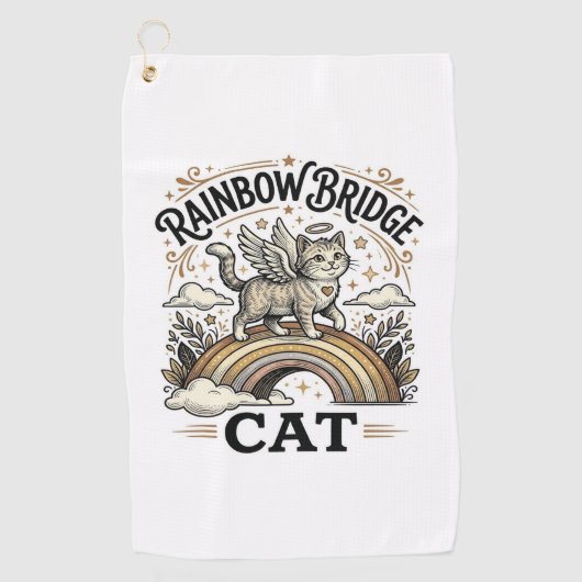 Rainbow Bridge Katze Katze Memorial Regenbogenbrüc Golfhandtuch (Vorderseite)