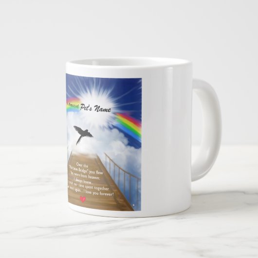 Rainbow Bridge Memorial Gedicht für Vögel Jumbo-Tasse (Vorderseite Rechts)