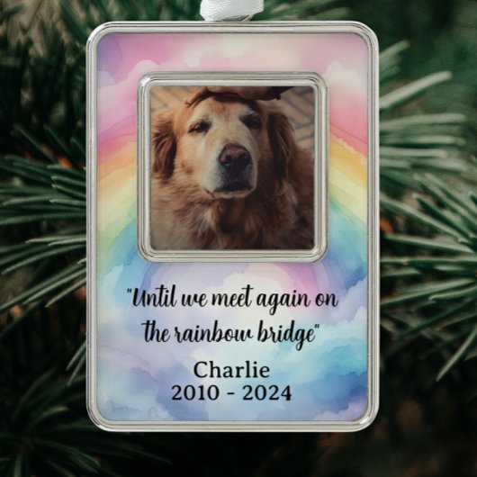 Rainbow Bridge Memorial Pet Loss Rahmen-Ornament Silber