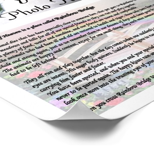 Rainbow Bridge Memorial White Poster (Ecke)