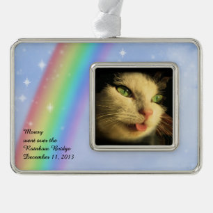 Rainbow Bridge Ornament mit Foto & Text Rahmen-Ornament Silber