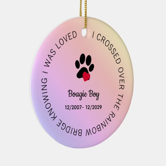 Rainbow Bridge Paw Print Personalized Pet Memorial Keramik Ornament (Rechts)