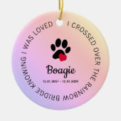 Rainbow Bridge Paw Print Personalized Pet Memorial Keramik Ornament (Vorne)