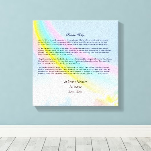 Rainbow Bridge Pet Beileid Wrapped Canvas, FEMALE Leinwanddruck (Insitu (Holzboden))