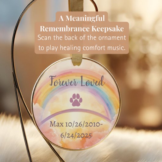 Rainbow Bridge Pet Loss Ornament | Interactive QR