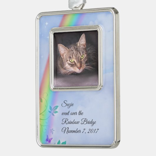 Rainbow Bridge Pet Loss Rahmen-Ornament Silber (Links)