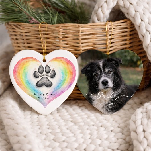 Rainbow Bridge Pet Memorial Photo Print Keramik Ornament