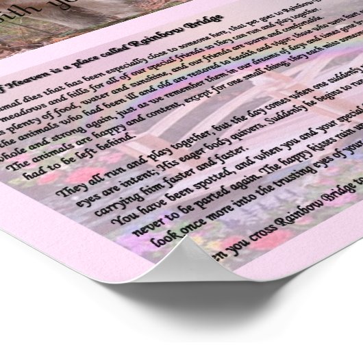 Rainbow Bridge Pet Memorial Pink Poster (Ecke)
