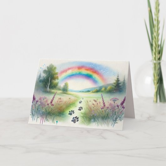 Rainbow Bridge Pet Sympathy Watercolor Card Karte (Vorderseite)