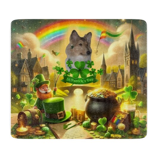 Rainbow Bridge Sable Collie am St. Patrick's Day Schneidebrett (Vorderseite)