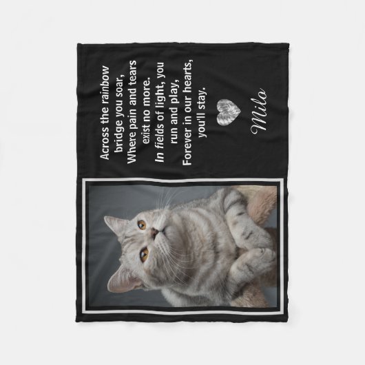 Rainbow Bridge Silver Pet Cat Dog Memorial Fleecedecke (Vorderseite)