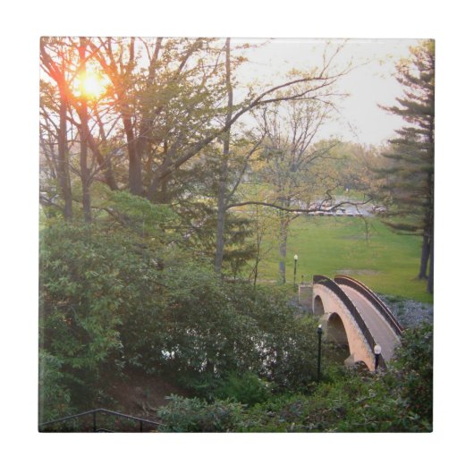 Rainbow Bridge Sunset an der Grove City Uni Fliese (Vorderseite)