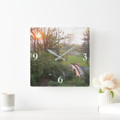 Rainbow Bridge Sunset an der Grove City Uni Quadratische Wanduhr (Zuhause)