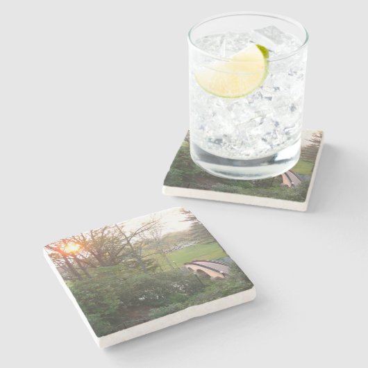 Rainbow Bridge Sunset an der Grove City Uni Steinuntersetzer (Seitenansicht)