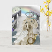 Rainbow Bridge Weimaraner Angel Karte (Gelbe Blume)