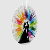 Rainbow Brie and Groom Erster Weihnachten Ornament (Vorderseite)