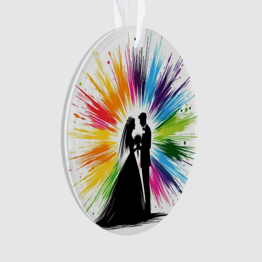 Rainbow Brie and Groom Erster Weihnachten Ornament (Vorderseite)