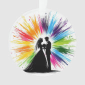 Rainbow Brie and Groom Erster Weihnachten Ornament (Vorderseite)