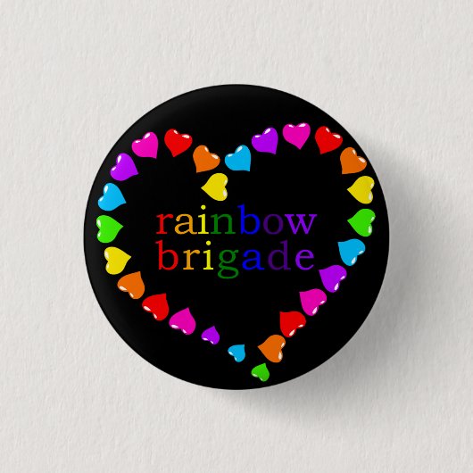 Rainbow Brigade dunkel Button (Vorderseite)