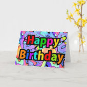 Rainbow Bright Art Happy Birthday Karte (Gelbe Blume)