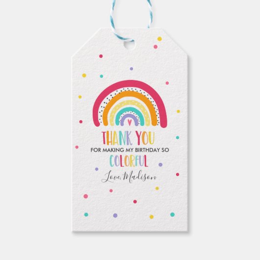 Rainbow Bright Birthday Party Geschenkanhänger (Vorderseite)