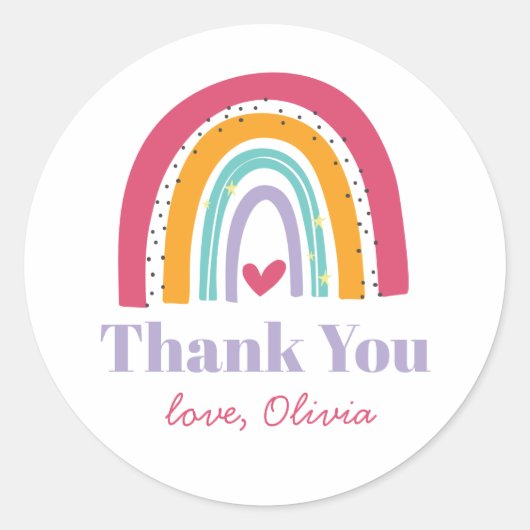 Rainbow Bright Birthday Vielen Dank Runder Aufkleber (Vorderseite)
