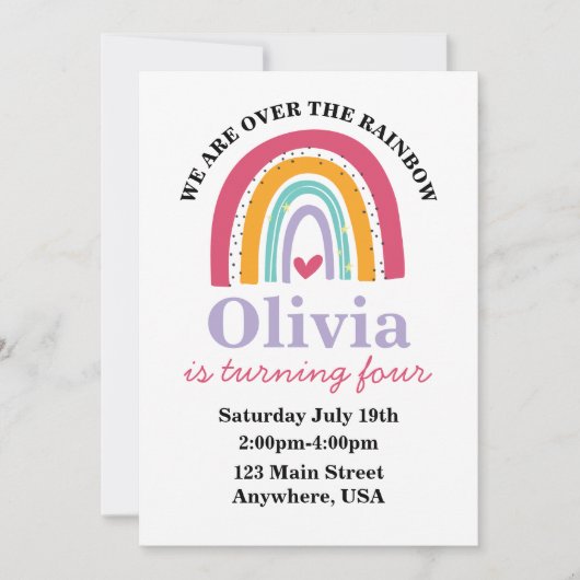 Rainbow Bright Geburtstagsfeier Einladung (Vorderseite)