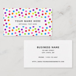 Rainbow Bright Polka Dots Confetti Muster Busines Visitenkarte