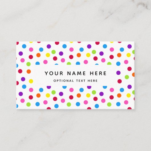 Rainbow Bright Polka Dots Confetti Muster Visitenkarte (Vorderseite)