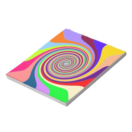 Rainbow bright psychedelic pop art candy swirl notizblock (Rotiert)