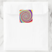 Rainbow bright psychedelic pop art candy swirl quadratischer aufkleber (Tasche)