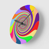 Rainbow bright psychedelic pop art candy swirl runde wanduhr (Winkel)