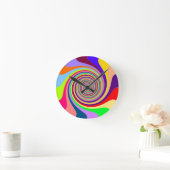 Rainbow bright psychedelic pop art candy swirl runde wanduhr (Zuhause)