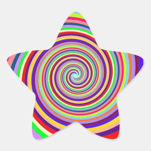 Rainbow bright psychedelic pop art candy swirl Stern-Aufkleber (Vorderseite)