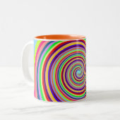 Rainbow bright psychedelic pop art candy swirl zweifarbige tasse (Vorderseite Links)